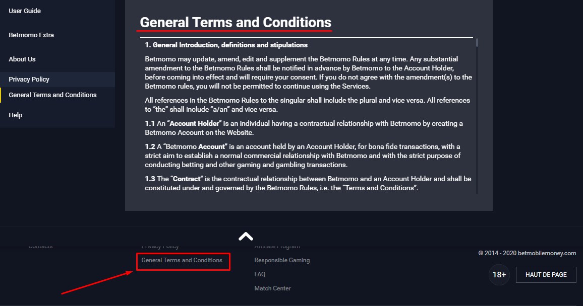 Règles générales et règlements de Betmomo